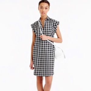 J. Crew Black and White Gingham Shirt Dress XXS